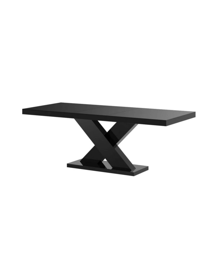Stół rozkładany Xenon 140, czarny połysk, 140-188/75/89 cm, 1 wkład powiększający, HUBERTUS