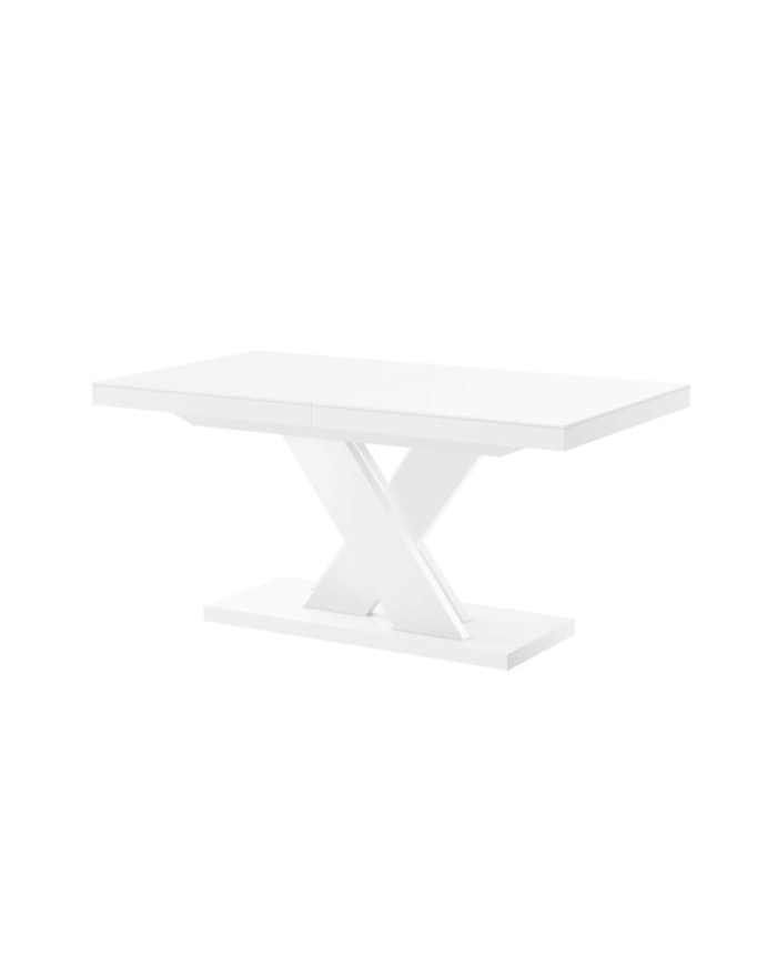Stół rozkładany Xenon Lux 160-256/75/89 cm, biały mat/ biały połysk, 2 wkłady powiększające, HUBERTUS