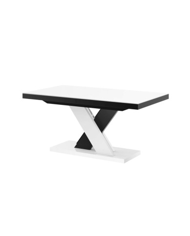 Stół rozkładany Xenon Lux 160-256/75/89 cm, blat biały połysk /podstawa biały i czarny połysk, 2 wkłady, Hubertus Stół rozkładany Xenon Lux 160-256/75/89 cm, blat biały połysk /podstawa biały i czarny połysk, 2 wkłady, Hubertus