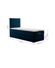 Łóżko kontynentalne Marsylia 90x200, tapicerowane, materac, pojemnik, topper-5