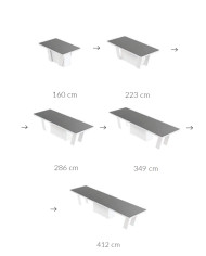 Stół rozkładany Grande 160, biały mat/ czarny połysk, 160-412/75/100 cm, 4 wkłady powiększające, HUBERTUS
