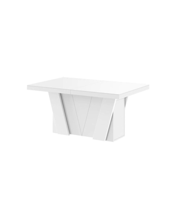 Stół rozkładany Grande 160, biały mat/ biały połysk, 160-412/75/100 cm, 4 wkłady, HUBERTUS