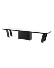 Stół rozkładany Grande 160, biały połysk/ czarny połysk, 160-412/75/100 cm, 4 wkłady powiększające, HUBERTUS