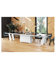 Stół rozkładany Grande 160, czarny połysk/ biały połysk, 160-412/75/100 cm, 4 wkłady powiększające, HUBERTUS