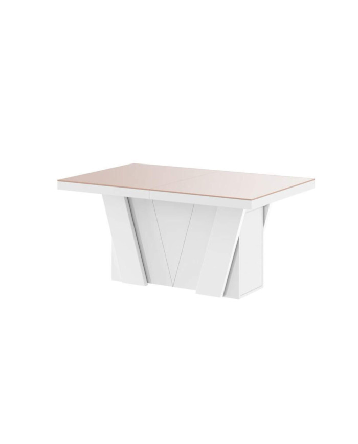 Stół rozkładany Grande 160, cappuccino połysk/ biały połysk, 160-412/75/100 cm, 4 wkłady powiększające, HUBERTUS