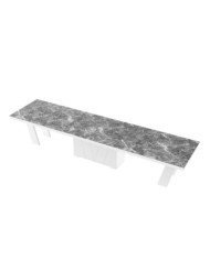 Stół rozkładany Grande 160, marmur venatino ciemny połysk/ biały połysk, 160-412/75/100 cm, 4 wkłady powiększające, HUBERTUS