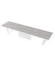 Stół rozkładany Grande 160, beton grey stone mat/ biały połysk, 160-412/75/100 cm, 4 wkłady powiększające, HUBERTUS