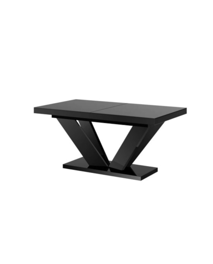 Stół rozkładany Viva 2, czarny mat/ czarny połysk, 160-256/75/89 cm, 2 wkłady powiększające, HUBERTUS