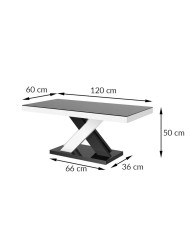 Stół rozkładany Xenon Lux 160-256/75/89 cm, blat czarny połysk/ podstawa czarny i biały połysk, 2 wkłady, HUBERTUS