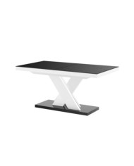Stół rozkładany Xenon Lux 160-256/75/89 cm, czarny połysk/ biały połysk, 2 wkłady powiększające, HUBERTUS