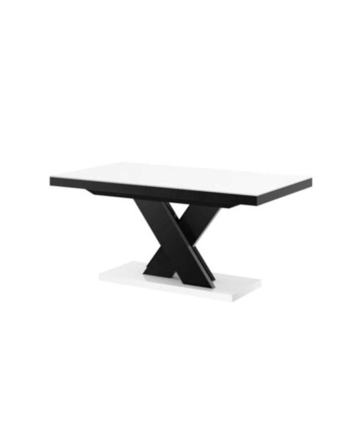 Stół rozkładany Xenon LUX, biały połysk/ czarny połysk, 160-256/75/89 cm, 2 wkłady powiększające, HUBERTUS