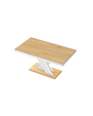 Stół rozkładany Xenon LUX, dąb słoneczny/ biały połysk, 160-256/75/89 cm, 2 wkłady powiększające, HUBERTUS