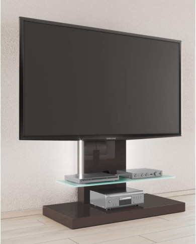 Stolik RTV Marino Max, oświetlenie led, wieszak tv, brązowy połysk, 100/55/134 cm, HUBERTUS Stolik RTV Marino Max, oświetlenie led, wieszak tv, brązowy połysk, 100/55/134 cm, HUBERTUS
