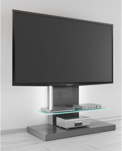 Stolik RTV Marino MAX, oświetlenie led, wieszak tv, szary połysk, 100/134/55 cm, HUBERTUS Stolik RTV Marino MAX, oświetlenie led, wieszak tv, szary połysk, 100/134/55 cm, HUBERTUS