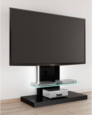Stolik RTV Marino Max, oświetlenie led, wieszak tv, czarny połysk, 100/134/55 cm, HUBERTUS Stolik RTV Marino Max, oświetlenie led, wieszak tv, czarny połysk, 100/134/55 cm, HUBERTUS