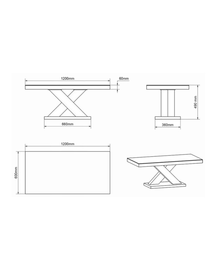 Ława Xenon Mini, biały mat/ czarny połysk, 120/60/49 cm, HUBERTUS