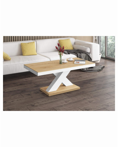 Ława Xenon Mini, dąb słoneczny/ biały połysk, 120/60/49 cm, HUBERTUS Ława Xenon Mini, dąb słoneczny/ biały połysk, 120/60/49 cm, HUBERTUS