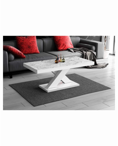 Ława Xenon Mini, marmur venatino biały połysk/ biały połysk, 120/60/49 cm, HUBERTUS Ława Xenon Mini, marmur venatino biały połysk/ biały połysk, 120/60/49 cm, HUBERTUS
