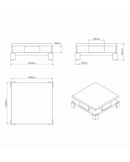 Ława Salina, kwadratowa, 4 szuflady, 4 półki,  dąb sonoma/ biały połysk, 104/104/40 cm, HUBERTUS