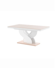 Stół rozkładany Bella 160, cappuccino połysk/ biały połysk, 160-256/75/89 cm, 2 wkłady powiększające, HUBERTUS