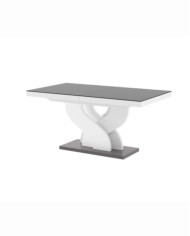 Stół rozkładany Bella 160, szary mat/ biały połysk, 160-256/75/89 cm, 2 wkłady powiększające, HUBERTUS
