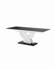 Stół rozkładany Bella 160, czarny mat/ biały połysk, 160-256/75/89 cm, HUBERTUS