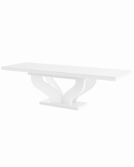 Stół rozkładany Viva 160, biały mat/ biały połysk, 160-256/75/89 cm, 2 wkłady powiększające, HUBERTUS