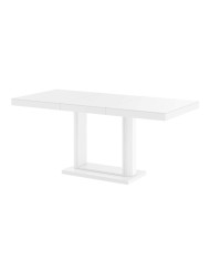 Stół rozkładany Quadro 120, biały mat/ biały połysk, 120-168/75/80 cm, 1 wkład powiększający, HUBERTUS