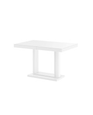 Stół rozkładany Quadro 120, biały połysk, 120-168/75/80 cm, 1 wkład powiększający, HUBERTUS
