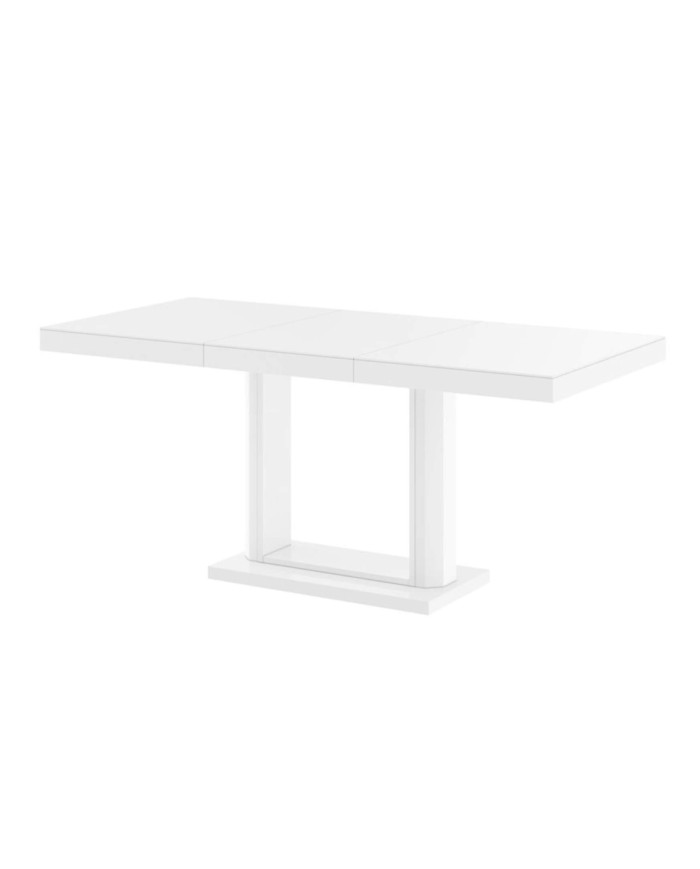 Stół rozkładany Quadro 120, biały połysk, 120-168/75/80 cm, 1 wkład powiększający, HUBERTUS