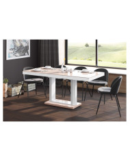 Stół rozkładany Quadro 120, cappuccino połysk/ biały połysk, 120-168/75/80 cm, 1 wkład powiększający, HUBERTUS