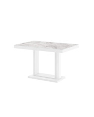 Stół rozkładany Quadro 120, marmur venatino biały połysk/ biały połysk, 120-168/75/80 cm, 1 wkład powiększający, HUBERTUS