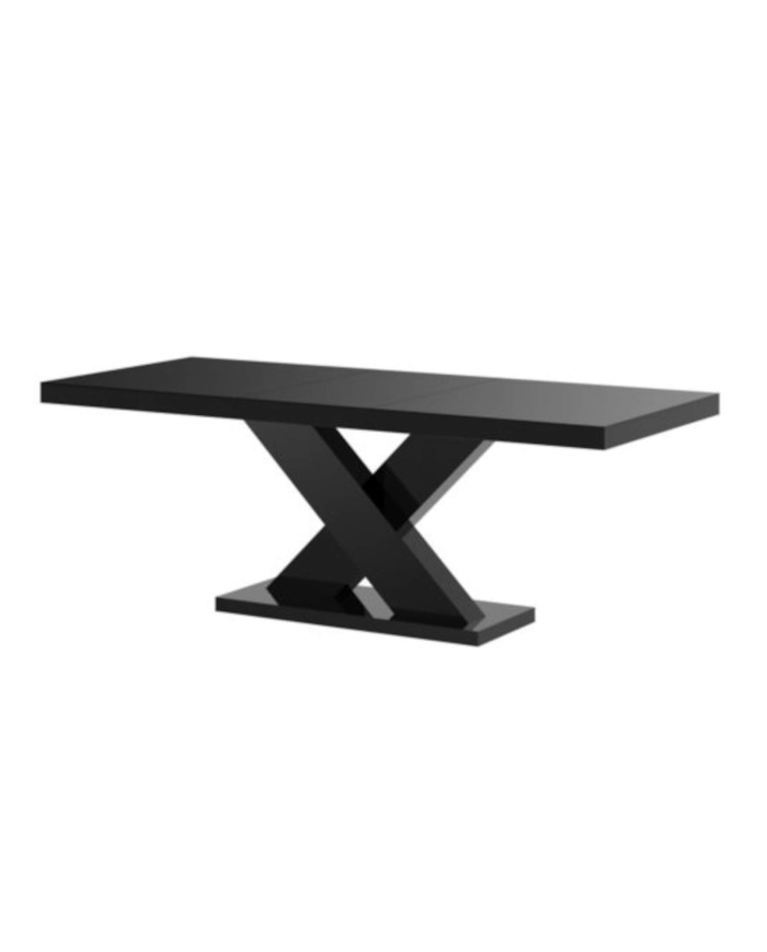 Stół rozkładany Xenon 160, czarny połysk, 160-208/75/89 cm, 1 wkład powiększający, HUBERTUS