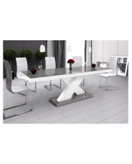Stół rozkładany Xenon 160, szary mat/ biały połysk, 160-208/75/89 cm, 1 wkład powiększający, HUBERTUS