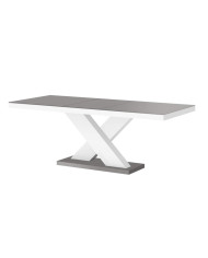 Stół rozkładany Xenon 160, szary połysk/ biały połysk, 160-208/75/89 cm, 1 wkład powiększający, HUBERTUS