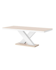 Stół rozkładany Xenon 160, cappuccino połysk/ biały połysk, 160-208/75/89 cm, 1 wkład powiększający, HUBERTUS
