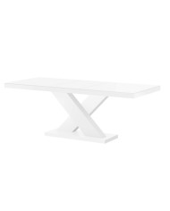 Stół rozkładany Xenon 160, biały mat/ biały połysk, 160-208/75/89 cm, 1 wkład powiększający, HUBERTUS