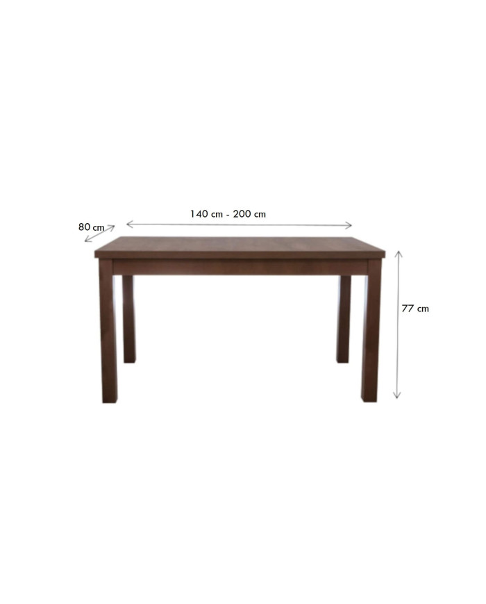 Stół rozkładany ST62/1/F, okleina naturalna, prostokąt, 1 wkład powiększający, 140-200/77/80 cm, noga 7x7 cm, DREW-MARK