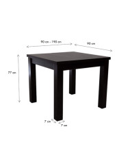 Stół ST56/2/F, rozkładany, 90-190/77/90 cm, noga 7x7 cm, 2 wkłady powiększające, DREW-MARK