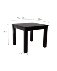 Stół rozkładany ST56/3/F, okleina naturalna, kwadrat, 3 wkłady powiększające, 90-240/77/90 cm, noga 7x7 cm, DREW-MARK