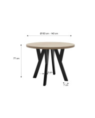 Stół okrągły ST191/1/F, rozkładany, 100-140/77/100 cm, noga 4x7 cm, 1 wkład powiększający, DREW-MARK