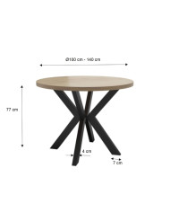 Stół okrągły ST112/1/F/M, rozkładany, 100-140/77/100 cm, nogi metalowe 4x7 cm, 1 wkład powiększający, DREW-MARK