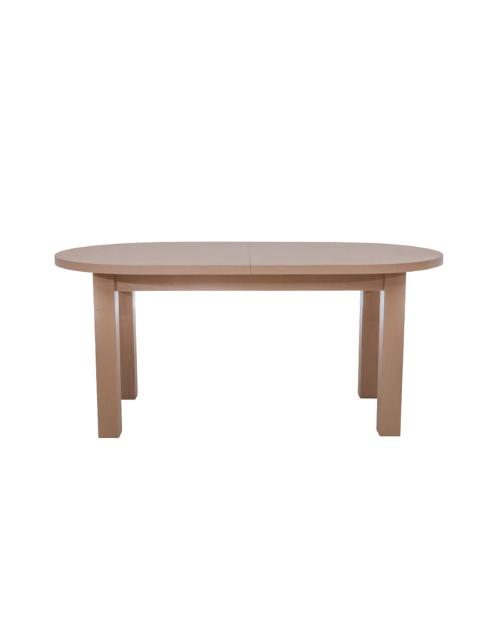 Stół rozkładany STF2, okleina naturalna, owalny, 2 wkłady powiększające, 170-250/75/90 cm, noga 7x7 cm,  DREW-MARK