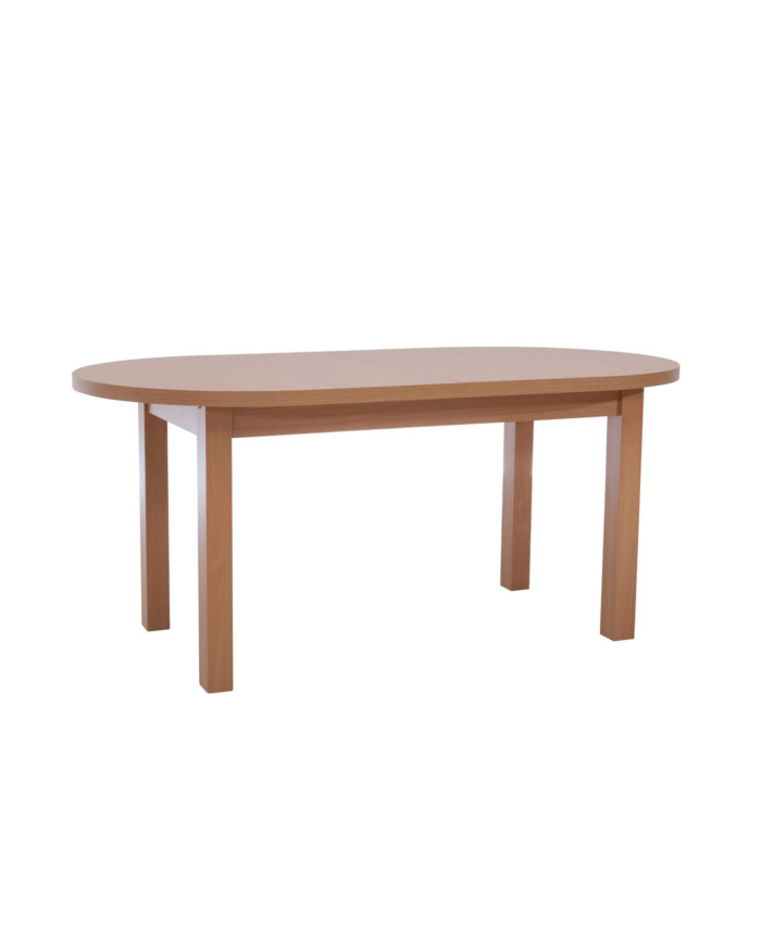 Stół rozkładany STF2, okleina naturalna, owalny, 2 wkłady powiększające, 170-250/75/90 cm, noga 7x7 cm,  DREW-MARK
