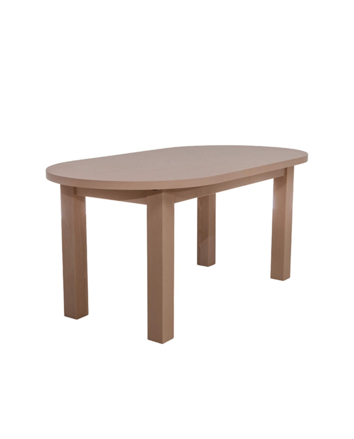 Stół rozkładany STF2, okleina naturalna, owalny, 2 wkłady powiększające, 170-250/75/90 cm, noga 7x7 cm,  DREW-MARK