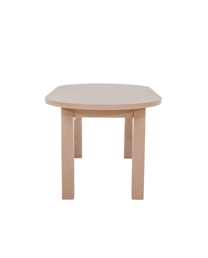 Stół rozkładany STF2, okleina naturalna, owalny, 2 wkłady powiększające, 170-250/75/90 cm, noga 7x7 cm,  DREW-MARK
