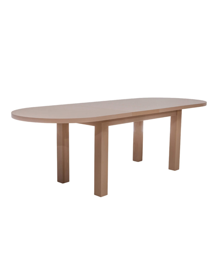 Stół rozkładany STF2, okleina naturalna, owalny, 2 wkłady powiększające, 170-250/75/90 cm, noga 7x7 cm,  DREW-MARK
