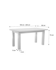 Stół rozkładany STF15, okleina naturalna, prostokątny, 1 wkład powiększający, 160-200/75/90 cm, noga 9x9 cm, DREW-MARK
