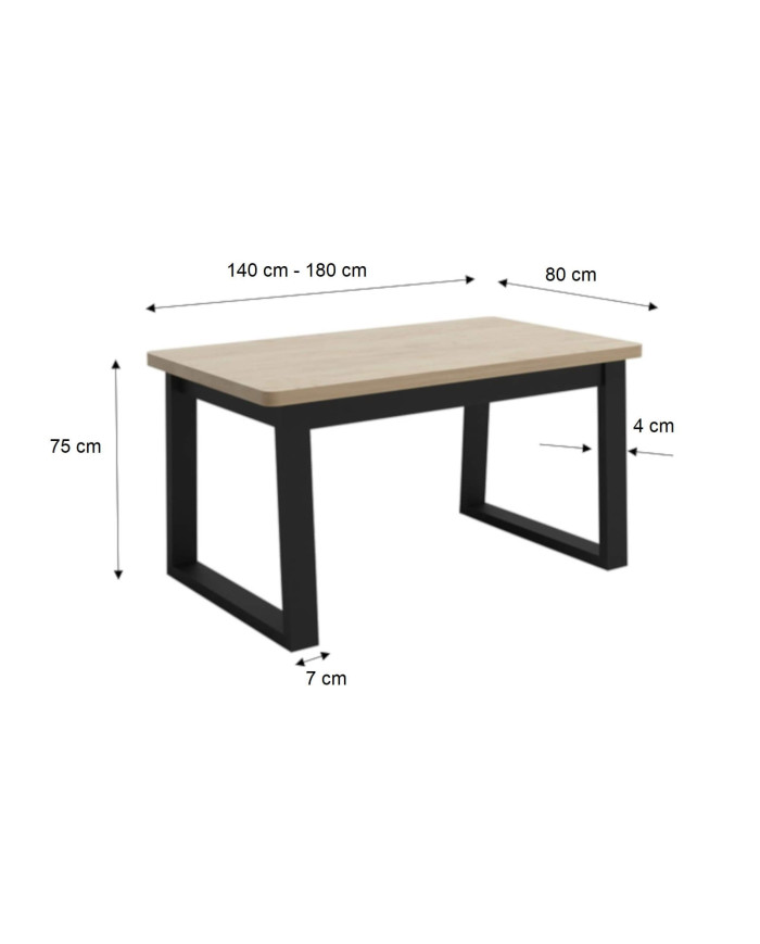 Stół prostokątny STF43, rozkładany, 140-180/75/80 cm, noga 7x4 cm, 1 wkład powiększający, DREW-MARK