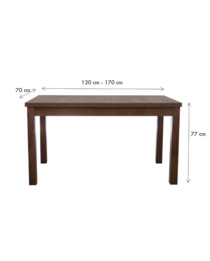 Stół rozkładany ST62/0/L, laminat, prostokąt, 1 wkład powiększający, 120-170/77/70 cm, noga 7x7 cm, DREW-MARK